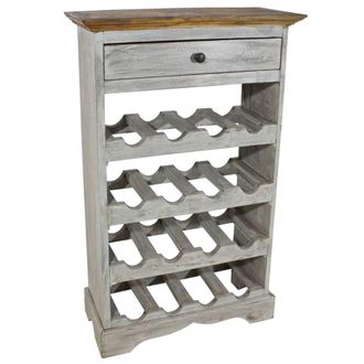 Berkfield Home Wine Rack Solid Reclaimed Wood 55x23x85 cm in Light Grey | Size: 55 x 23 x 85 cm