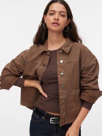 Vero Moda Jeansjacke VERO MODA VMJAMIE LS DENIM SHACKET MIX NOOS, Damen, Gr. S, carafe detail:washed, Denim/Jeans, Obermaterial: 80% Baumwolle, 20% Polyester, l