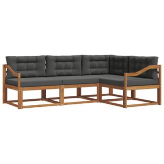 vidaXL Conjunto De Sof&aacute;s De Exterior 4 Pcs Natural Y Antracita Vidaxl