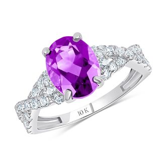 MAX + STONE Solid 10k Yellow or White Gold Gemstone Oval Cut Birthstone Ring