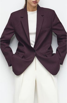 Mango Hidra Notch Lapel Jacket in Dark Red at Nordstrom, Size Xx-Small