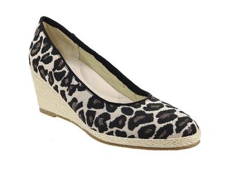 David Tate Womens David Tate Bermuda Heel Black Leopard Slip On Wedge Pump KHD657