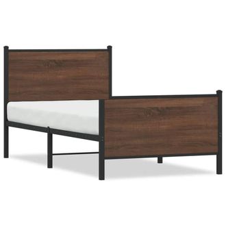 Berkfield Home Metal Bed Frame without Mattress Brown Oak 100x190 cm