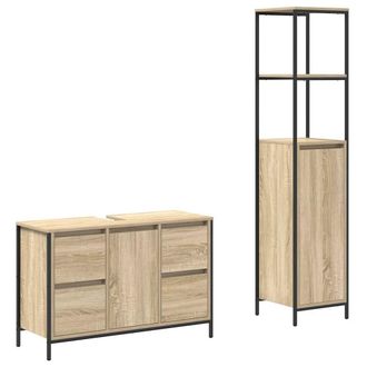 Berkfield Home 2 Piece Bathroom Furniture Set Sonoma Oak Engineered Wood in Beige