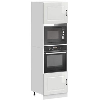 vidaXL Armadi Forno 2 pz Lucca Bianchi Lucido in Legno Multistrato - Vidaxl