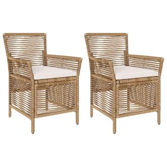 vidaXL Silla De Exterior Con Coj&iacute;n 2 Pcs Beige Y Crema Rat&aacute;n Sint&eacute;tico Vidaxl