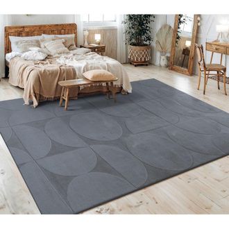 Paco Home Paco Home - Alfombra Salon De Habitacion Pelo Corto Motivo Nordica Boho Dibujo Geometrico 160x220 Cm, Antracita 6