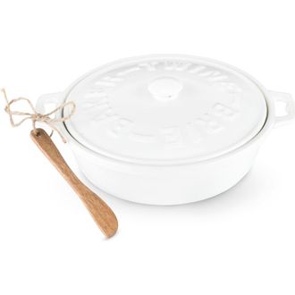 Twine Ceramic Brie Baker & Wood Spreader Set in White at Nordstrom