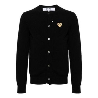 Comme Des Gar&ccedil;ons (WMNS) COMME des GARCONS PLAY FW25 Gold Heart Cardigan Black AX-N049-051-1