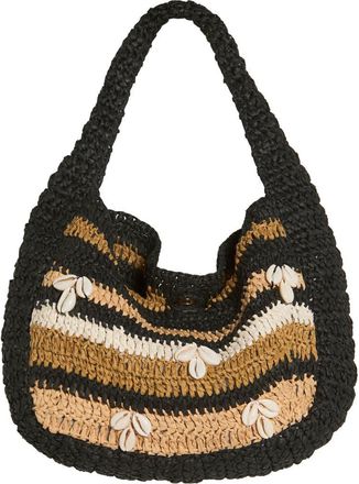 Free People Belize Shell Raffia Shoulder Bag in Tan/Black at Nordstrom