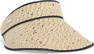 Calvin Klein Sequin Straw Visor in Natural/Black at Nordstrom Rack