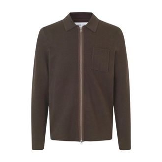 Sams&oslash;e & Sams&oslash;e Gebreid Vest met Ritssluiting - Heren - Vesten - Bruin - S - Truien & Vesten
