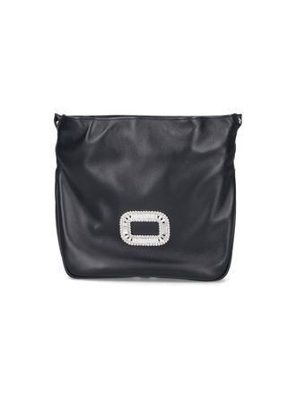 Roger Vivier Black Pilgrim Crystal Nappa Shoulder Bag