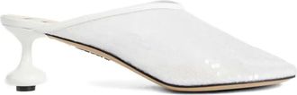 Loewe 450 mm muiltjes met sculpturale hak en pailletten - Wit