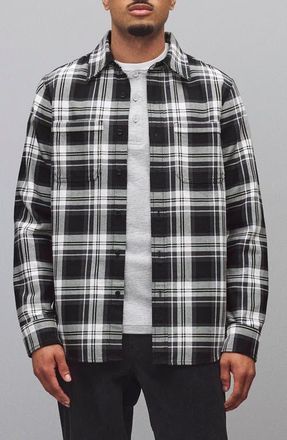 Reigning Champ Union Plaid Cotton Button-Up Shirt in White/black at Nordstrom, Size Xx-Large