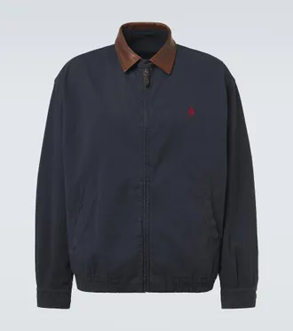 Prada Leather-trimmed cotton canvas blouson jacket