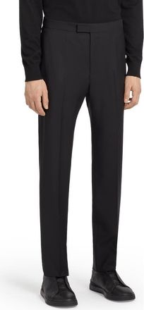 Ermenegildo Zegna Mens Flat Front Wool & Mohair Tuxedo Trousers in Black at Nordstrom, Size 42 Us