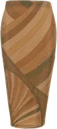 Pucci Rokken, Dames, Veelkleurig, M, Leer, Iride Jersey Lam&eacute; Midi-rok