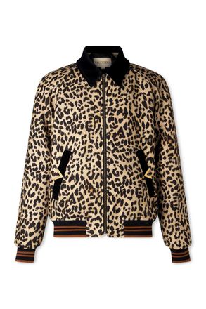 Valentino Garavani Leopard-Print Wool-Twill Bomber Jacket