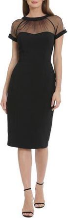 Maggy London Illusion Yoke Crepe Cocktail Dress in Black at Nordstrom Rack, Size 0