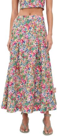 Farm Rio Farm Rio Womens Peasant Floral Butterfly Maxi Skirt, Peasant Floral Off-White