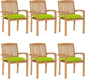 vidaXL Sillas De Jard&iacute;n Apilables 6 Uds Madera De Teca Con Cojines Vidaxl