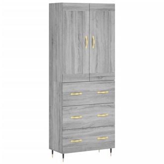 vidaXL Vidaxl - Aparador Alto Madera Contrachapada Gris Sonoma 69,5x34x180 Cm