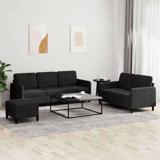vidaXL Vidaxl - Set Di Divani 3 Pz Nero In Velluto