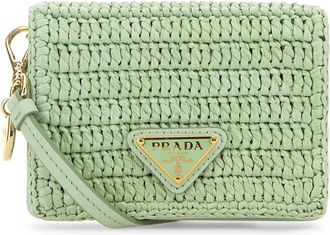 Prada Pastel Green Raffia Card Holder