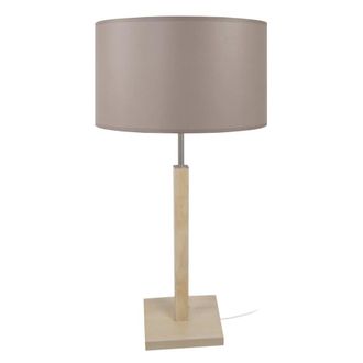 Tosel L&aacute;mpara de mesa madera Alt.54cm natural Pantalla: taupe