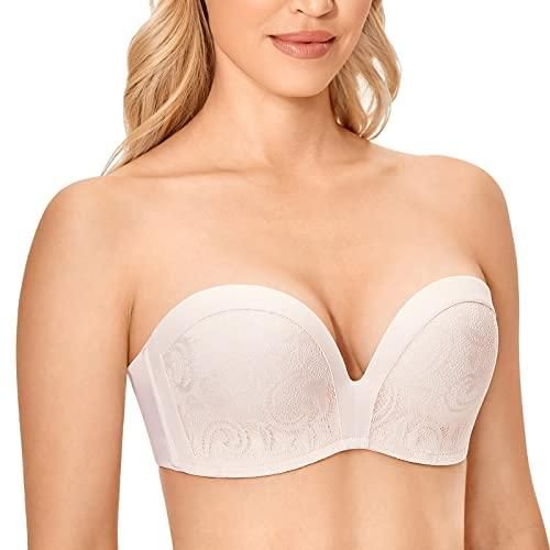 DELIMIRA Femme Soutien-Gorge Grande Taille avec Armatures Dentelle Transparent Noir 95J