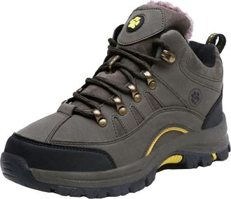 Generic Men Outdoor Snow Boots Fleece Lined Warm High Top Cotton Shoes NonSlip Wear Resistant Short Hiking Boots (Khaki,8.5)