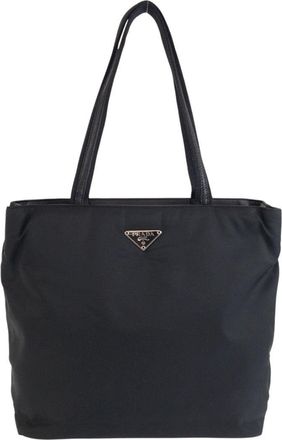 Prada Nylon Leather Tessuto Logo Tote Bag