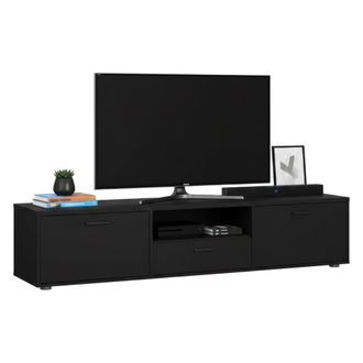 Dmora Dmora - Mueble De Televisi&oacute;n Harmonie, Aparador De Sal&oacute;n, Mueble Bajo Para Tv, Base De Pared Equipada, 177x40 H38 Cm, Negro