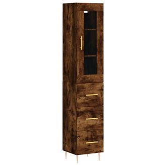 vidaXL Aparador De Madera Contrachapada Roble Ahumado 34,5x34x180 Cm Vidaxl