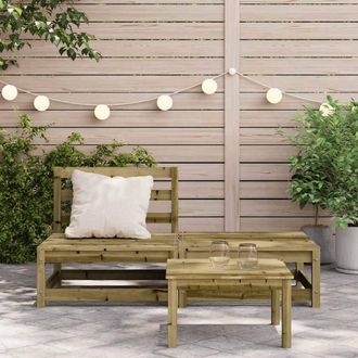 Berkfield Home Garden Sofa Armless with Footstool Impregnated Wood Pine in Brown