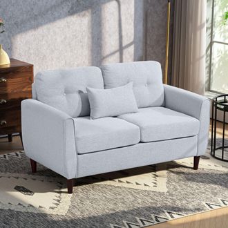 HOMCOM Modern Chic Loveseat with Armrest Spring Padding for Home Office in Grey