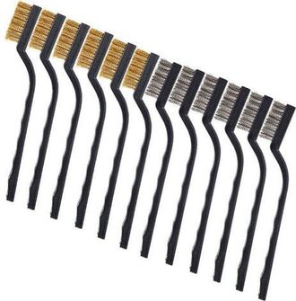 OEM Cepillos De Alambre De Acero Ulisem 12 Con Mangos Curvos De Acero Inoxidable, Lat&oacute;n Y Nailon Para Limpieza De Soldadura Y Eliminaci&oacute;n De &Oacute;xido