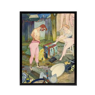 Artery8 Corvi Circus Acrobat Performers Framed Canvas Wall Art Print de Feure | Size: W24 x H32