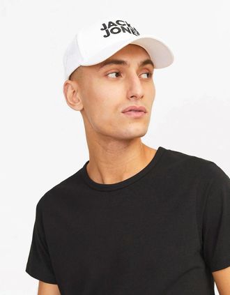 Jack & Jones Mens Jack & Jones GALL Mens Baseball Cap White - Size: ONE-SIZE