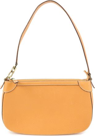 Ferragamo Gancini Top Handle Leather Orange Leather Handbag (Pre-Owned)