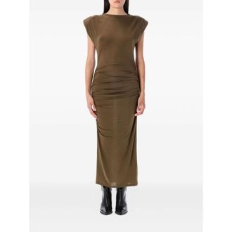 Isabel Marant Kleedjes, Dames, Bruin, M, Gedrapeerde Midi Jurk
