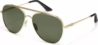 Quay Mens Free Fall Sunglasses In Brushed Gold/green Polarized