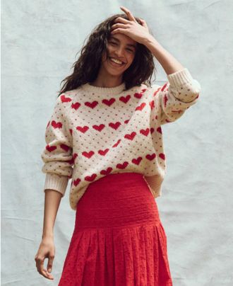 The Great. The Heart Crew Sweater In Red