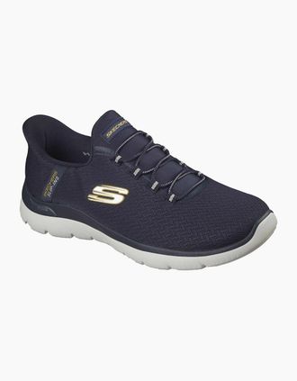 Skechers Mens Skechers Arch Fit Summits Kynor Polyester Mens Navy/Yellow Trainers - Size: 10