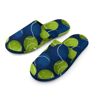 Generic Tennis Balls Art Pattern Mens House Slippers Slip Indoor Slipper On Shoes Warm Outdoor