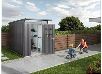 BIOHORT Caseta Cobertizo Metalica Avantgarde A6 Color Gris Cuarzo Metalizado Puerta Est&aacute;ndar