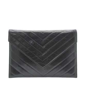 Saint Laurent Pre-owned Clutches, female, Black, Size: ONE SIZE Pre-owned Vintage Envelope Quilted Clutch