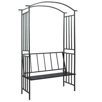 vidaXL Arco De Jard&iacute;n Con Banco Hierro Negro 128x50x207 Cm Vidaxl