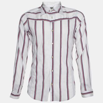 Emporio Armani White Striped Cotton Misura Long Sleeve Shirt